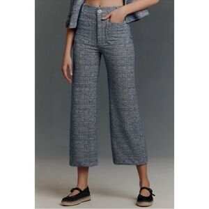 New Anthropologie The Colette Cropped Wide Leg Pants Maeve Tweed Blue Pattern 27